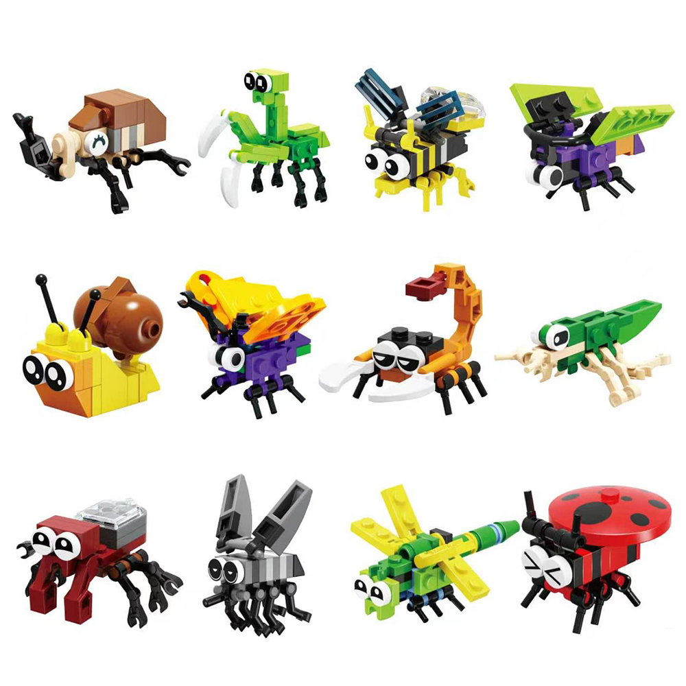 Kingdom Kids Education - 12pcs/set Insect Kingdom Building Blocks Mini