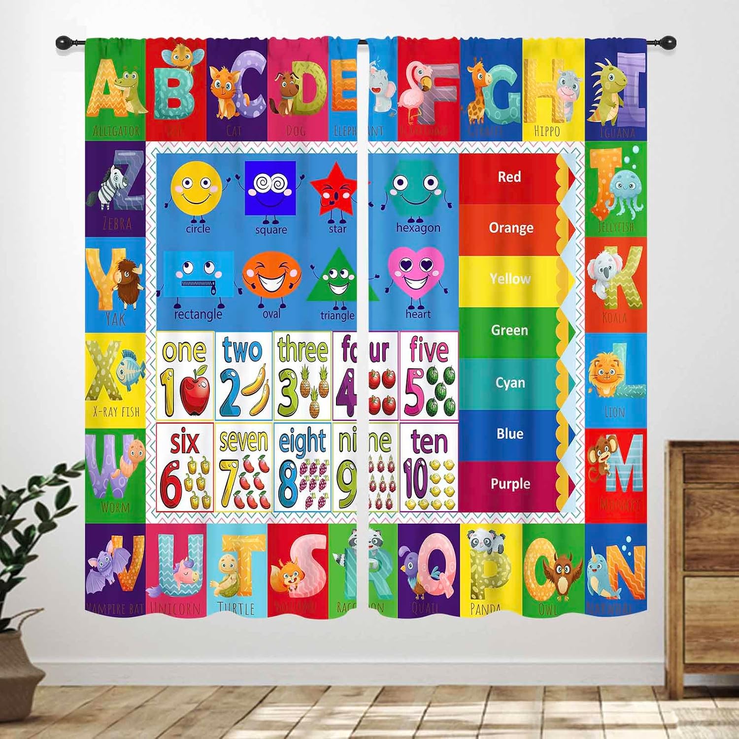 ABC Number Shape Curtain Panel - Abc Kids Early Education ulasan dan harga