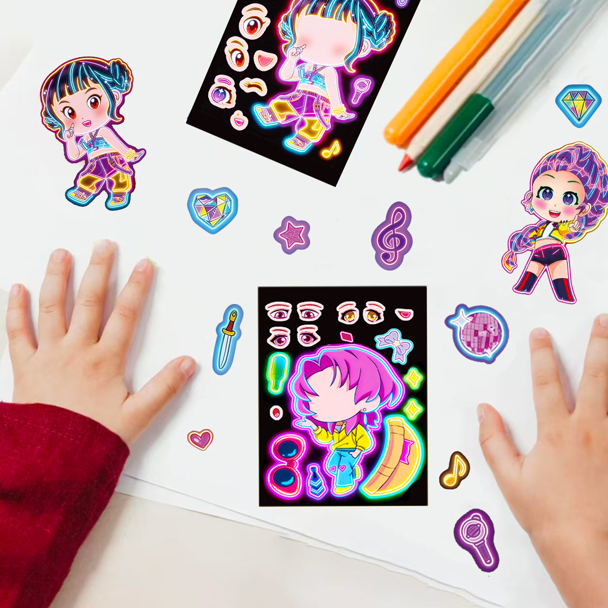 8pcs Funny Girls Stickers Toys - Kids Education Music ulasan dan harga