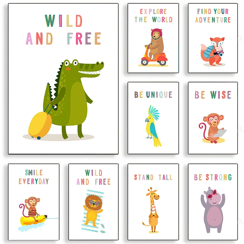 Canvas  Print Wall  Animals En - Kids Education Picture ulasan dan harga