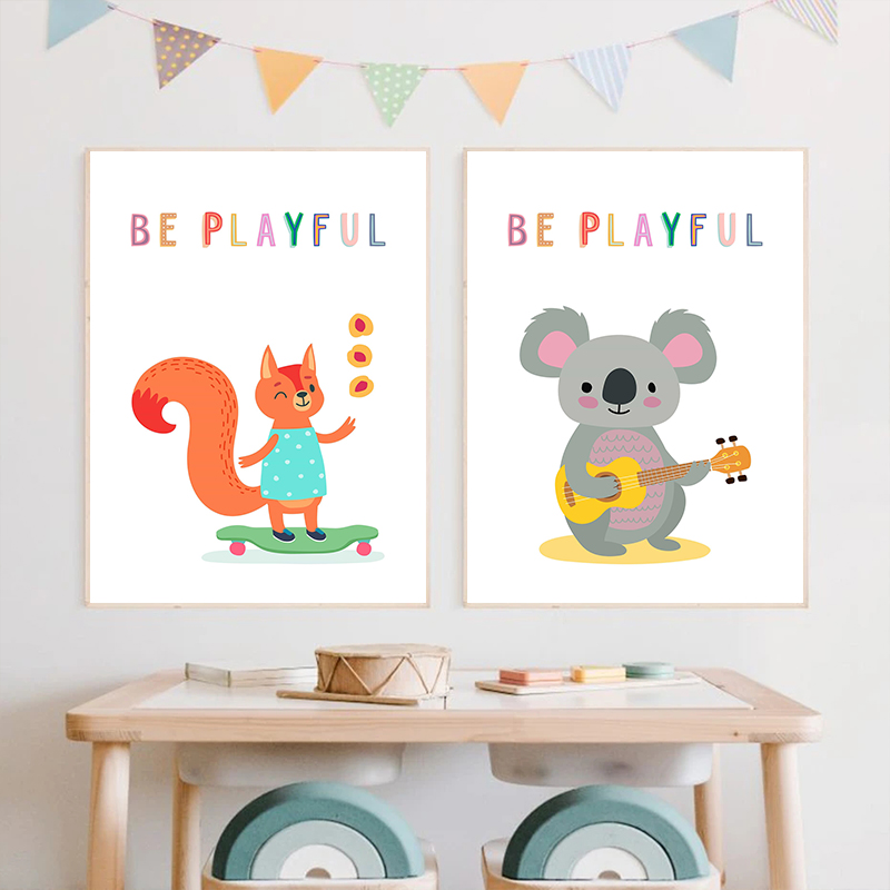 Canvas  Print Wall  Animals En - Kids Education Picture ulasan dan harga